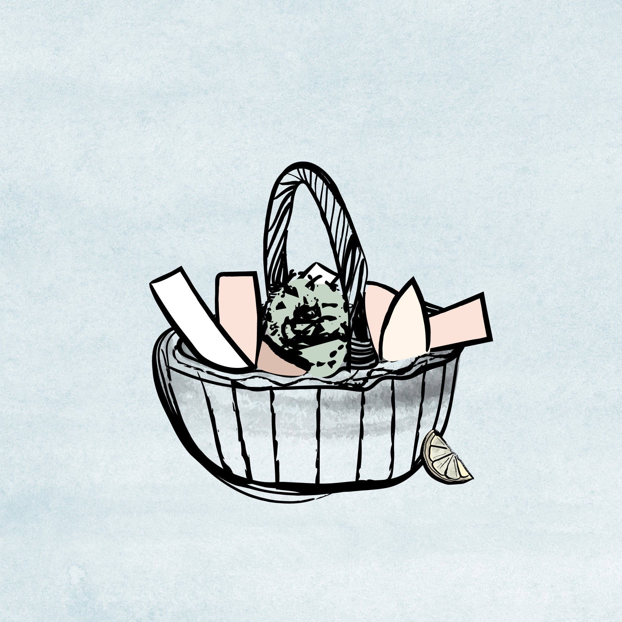 Illustration of a basket of produce