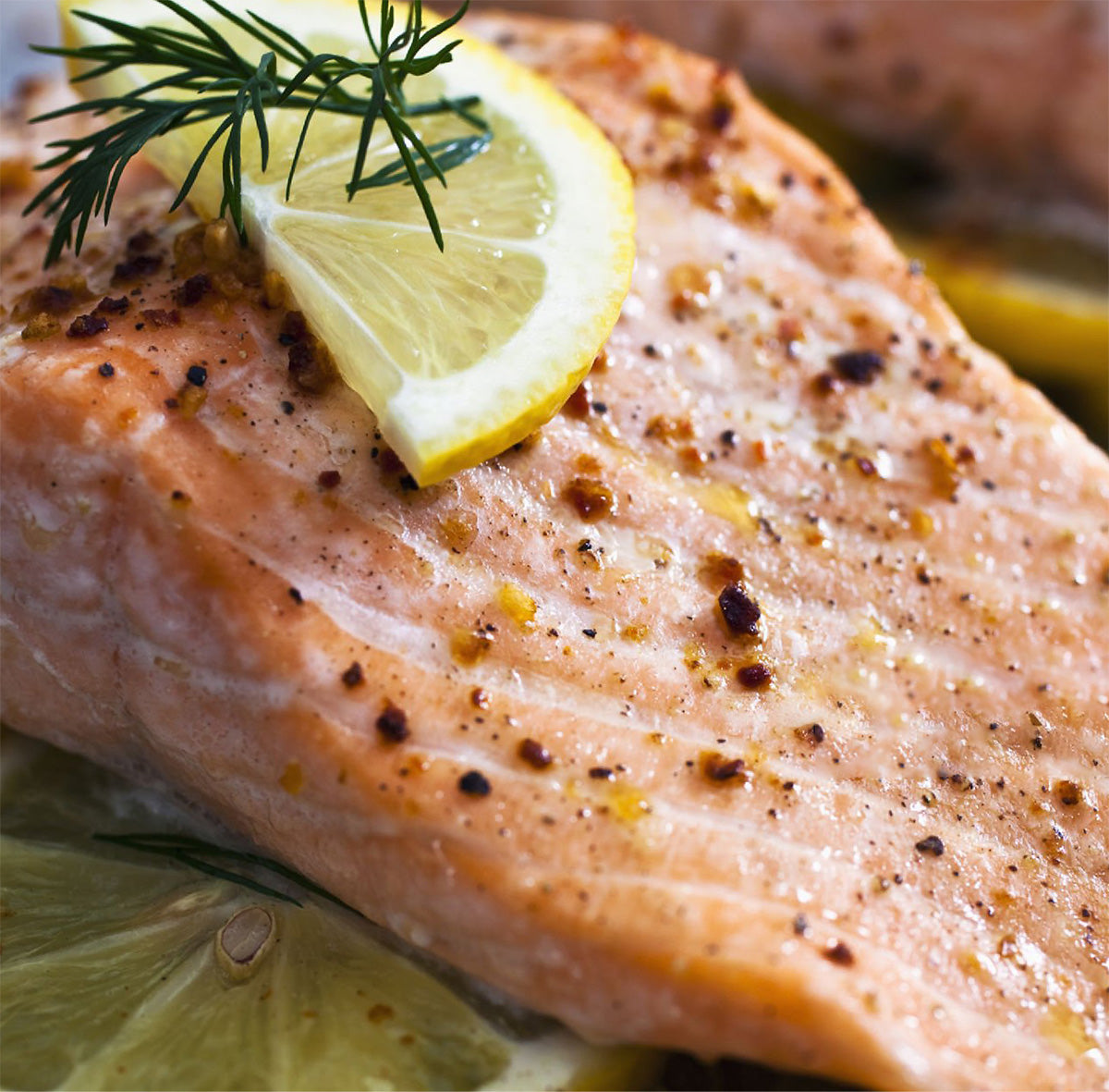 Cooked Salmon with Lemon and herbs